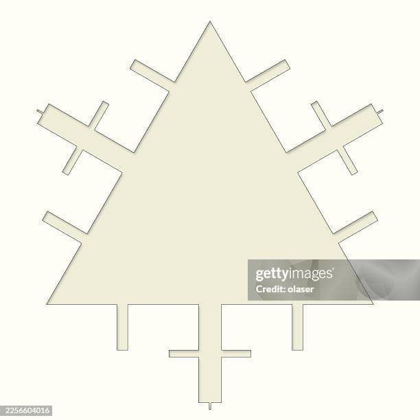 a minimalist tree design with a geometric structure, featuring a symmetrical shape and sharp angles. this composition utilizes negative space effectively, showcasing a combination of simplicity and modern aesthetics. - complicated math stock illustrations