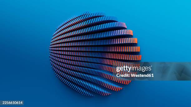 3d abstract geometric wavy sphere on gradient background - abstract sphere stock illustrations