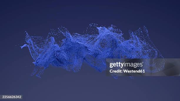dynamic blue particle swirl in fluid 3d rendering visualization - abstract 3d rendering stock illustrations