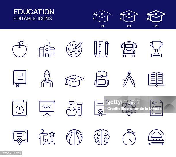 education line icons - online art class stock illustrations