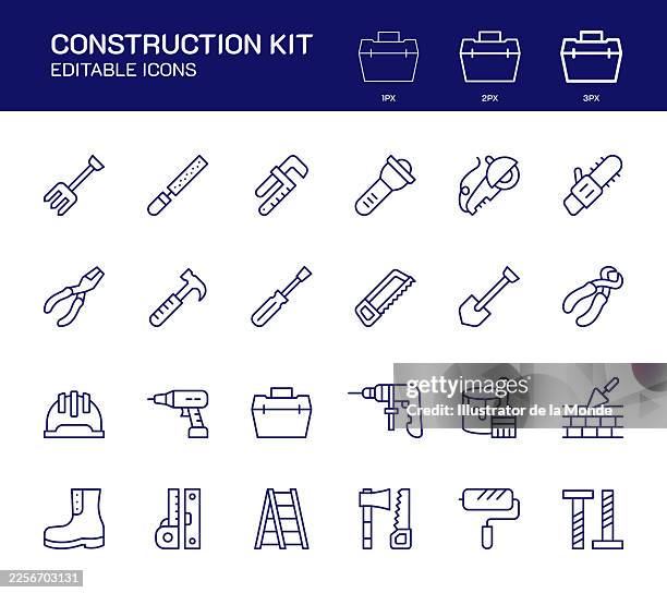 construction kit line icons - screwdriver isolated stock illustrations