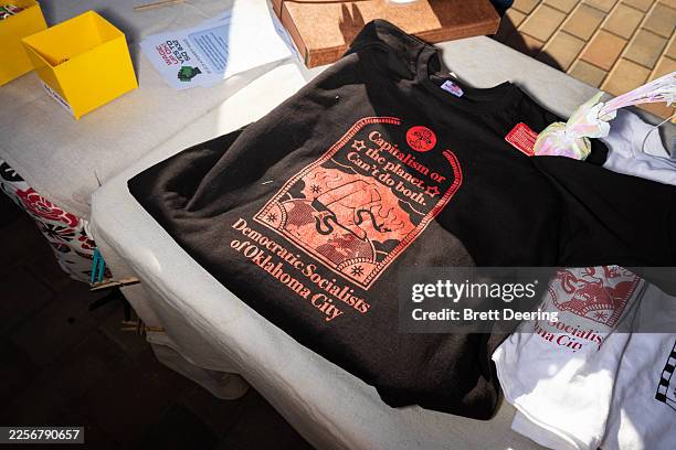 Organizations like the Democratic Socialists of Oklahoma City participate at Scissor Tail Park during the Oklahoma City Free America Walkout on...
