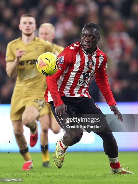 Brian Brobbey of Sunderland in actio during the Premier League match between Sunderland and Crystal Palace at Stadium of Light on January 17, 2026 in...