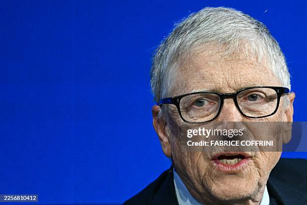 Microsoft co-founder and US philanthropist Bill Gates speaks during the World Economic Forum annual meeting in Davos on January 21, 2026. The World...