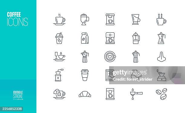 coffee icons editable stroke - mocha ice cream stock illustrations