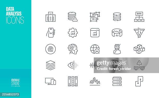 illustrations, cliparts, dessins animés et icônes de icône d’analyse de données trait modifiable - commodité