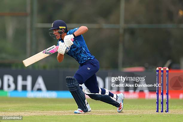Caleb Falconer of England bats during the ICC U19 Men´s Cricket World Cup 2026 match between Pakistan and England at Takashinga Sports Club on...