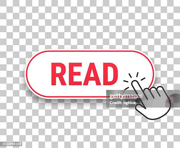 read - 3d click web button with hand cursor on blank background - click button stock illustrations