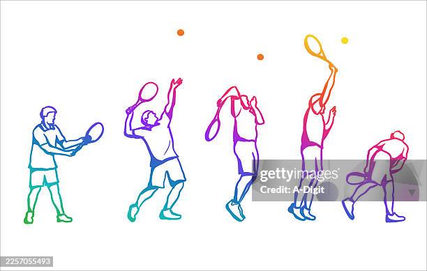 mentennisservesketch - follow through stock illustrations