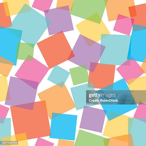 overlapping colorful squares seamles pattern - repetitive motion injury stock illustrations