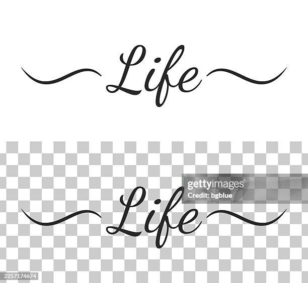 life - calligraphy text with swashes on blank background - writing notes at home stock illustrations
