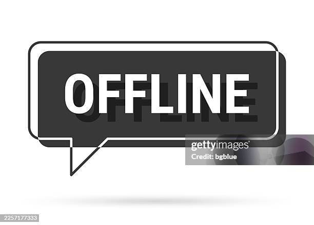 offline - 3d black speech bubble on white background - offline stock illustrations