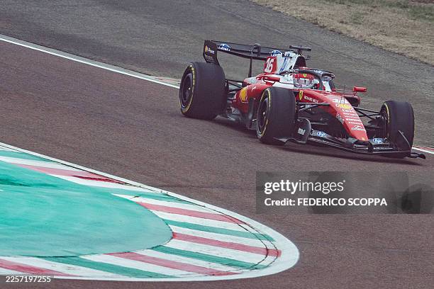 Monaco's Charles Leclerc steers the new Formula 1 Ferrari SF-26 during tests at the Fiorano Circuit in Fiorano Modenese, on January 23, 2026.