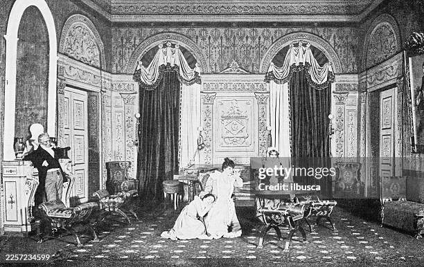 madame de lavalette (play) - fame background stock illustrations
