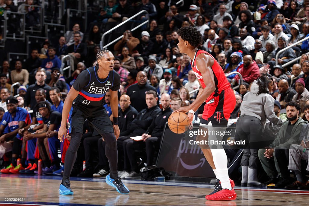 Houston Rockets Thompson Amen Thompson of the Houston Rockets drives to the basket during the ...