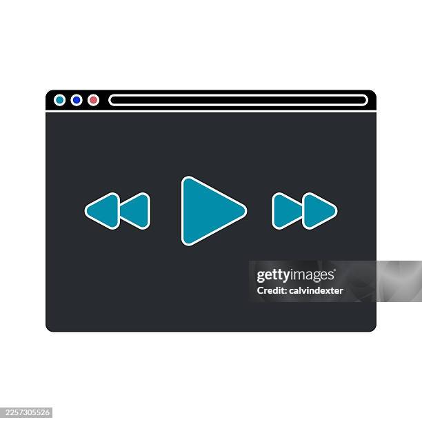 web browser with media player dark mode - rewind stock illustrations