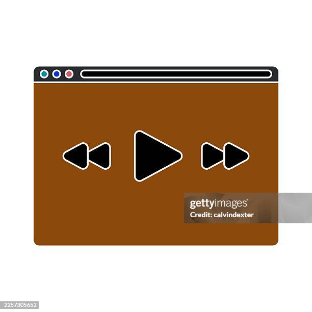 web browser with media player dark mode - rewind stock illustrations