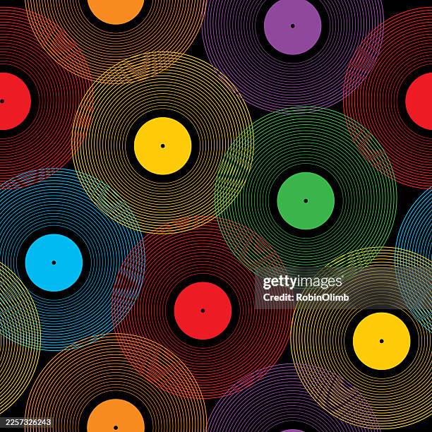 line art record seamles pattern - music background vector stock illustrations