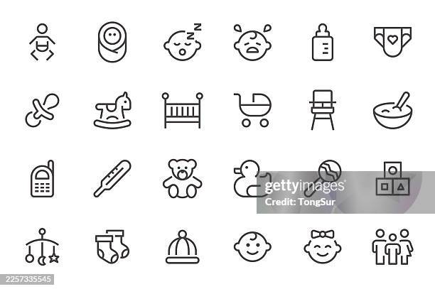 ilustraciones, imágenes clip art, dibujos animados e iconos de stock de iconos de bebé - osito de peluche
