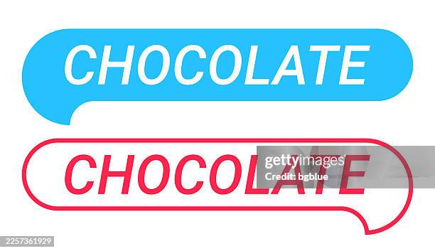 chocolate - blue and red speech bubble on white background - chocolate cake white background stock illustrations