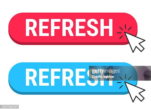 refresh - red and blue buttons with cursor on white background - reset stock illustrations