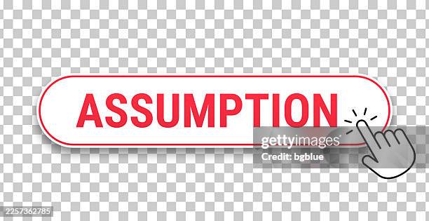 assumption - 3d click web button with hand cursor on blank background - clear expectations stock illustrations