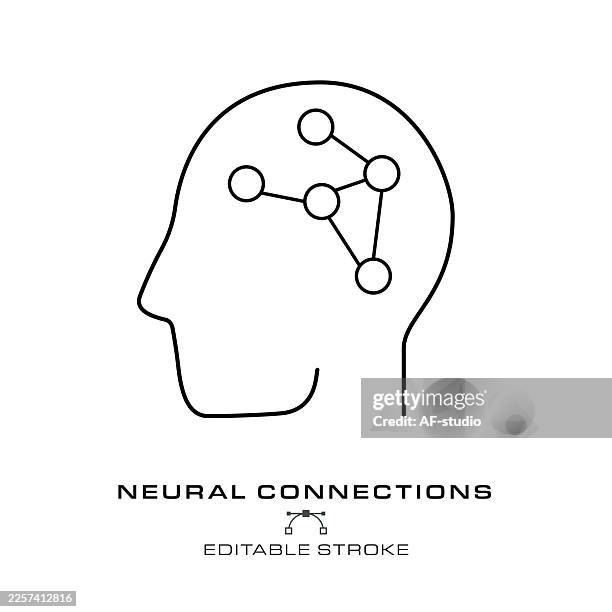 human profile neural connection icon with editable lines - natural language processing stock illustrations