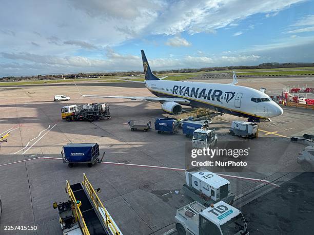 Plane of Ryanair is seen at Manchester Airport in Manchester, United Kingdom, on January 24, 2026.