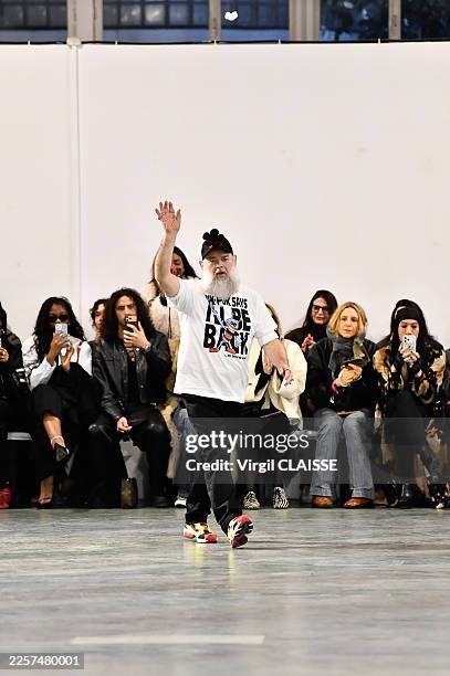 Fashion designer Walter Van Beirendonck walks the runway during the Walter Van Beirendonck fashion show as part of Paris Fashion Week Menswear...