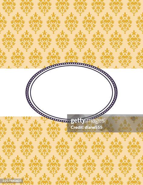 party invitation on a damask pattern background - damask background stock illustrations