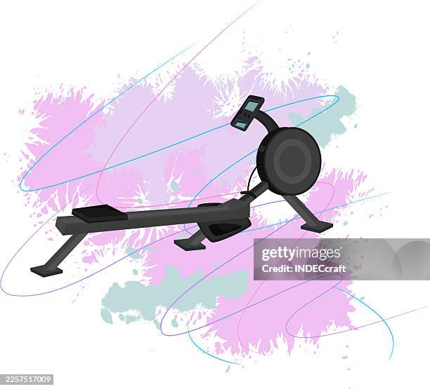 rowing machine - hand weights stock illustrations