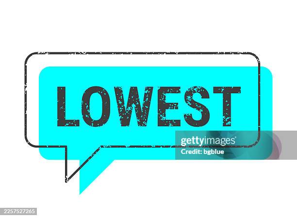lowest - blue grunge speech bubble on blank background. - lower stock illustrations