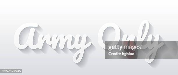 army only - flat design with paper cut effect on blank background - air force base stock illustrations
