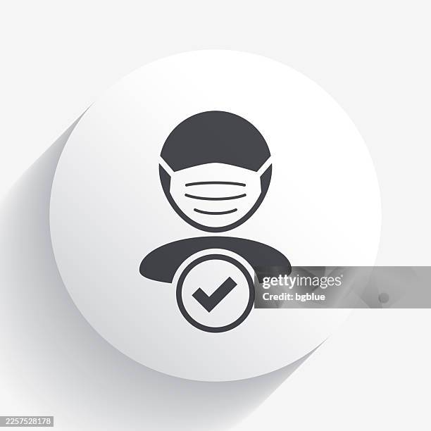face mask required. icon on circle button with long shadow - flu prevention tips stock illustrations