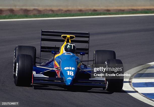 Fabrizio Barbazza of Italy drives the AGS AGS JH27 Ford Cosworth DFR V8 during pre qualifying for the Formula One Spanish Grand Prix on 27th...