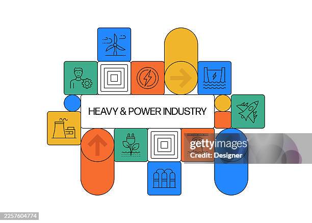 heavy and power related vector illustration. machine, plant, energy, engineering, industry - aircraft maintenance stock illustrations