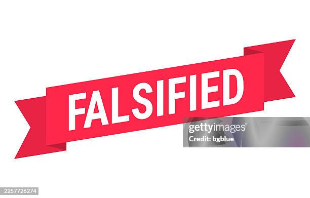 falsified - red banner on white background - counterfeit stock illustrations