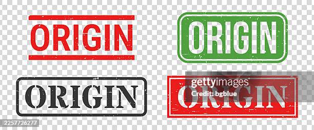 origin - rubber stamp set on blank background - logo creation stock illustrations