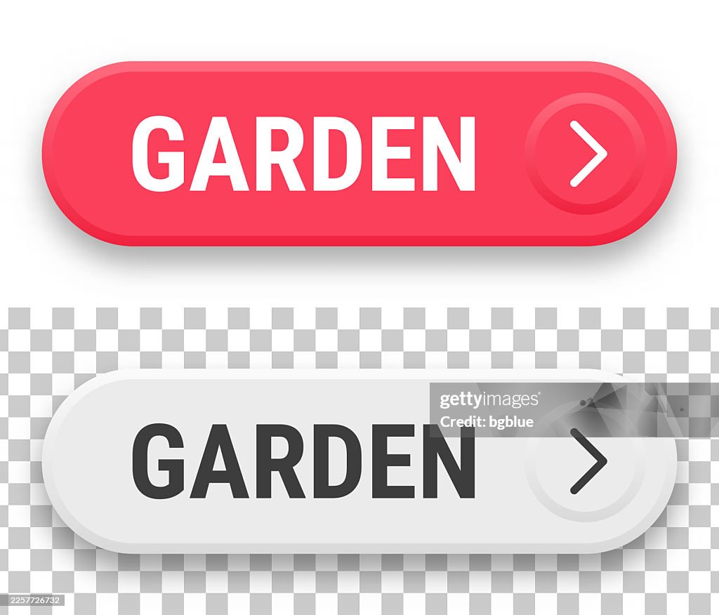 Garden - 3D click web buttons on blank background