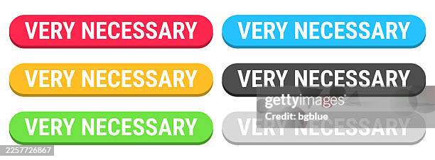 very necessary - colorful 3d click web buttons on blank background - emergency button stock illustrations