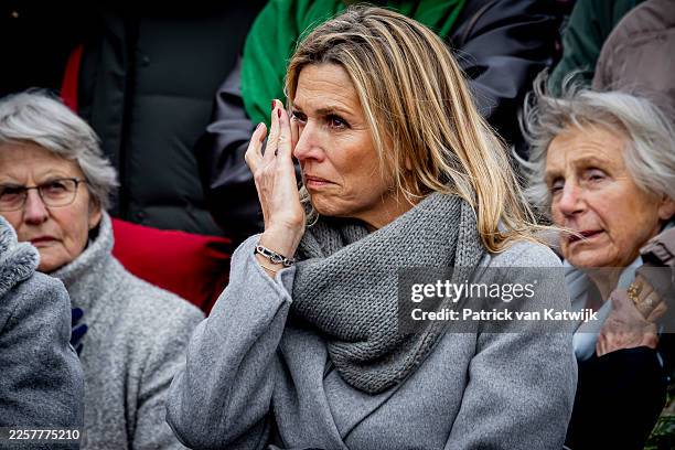 Queen Maxima of The Netherlands reacts as she attends the graduation ceremony of Princess Amalia of her general military training General Spoor...