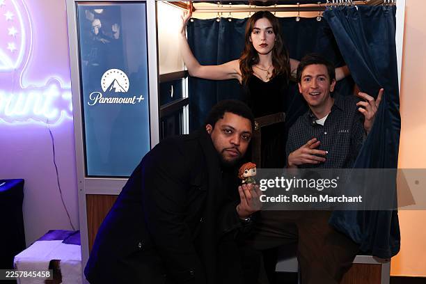 Shea Jackson Jr., Kiernan Shipka and Nicholas Braun attend The Vulture Spot the 2026 Sundance Film Festival on January 23, 2026 in Park City, Utah.