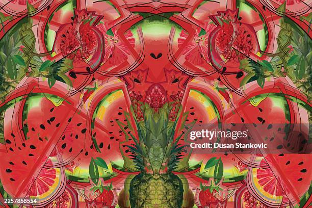 creative minimal summer concept 2026 - cut watermelon stock illustrations