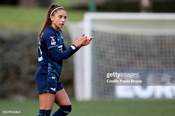 Eleonora Goldoni of SS Lazio women celebrates after scoring the opening goal during the Serie A women match between SS Lazio and ACF Fiorentina at...