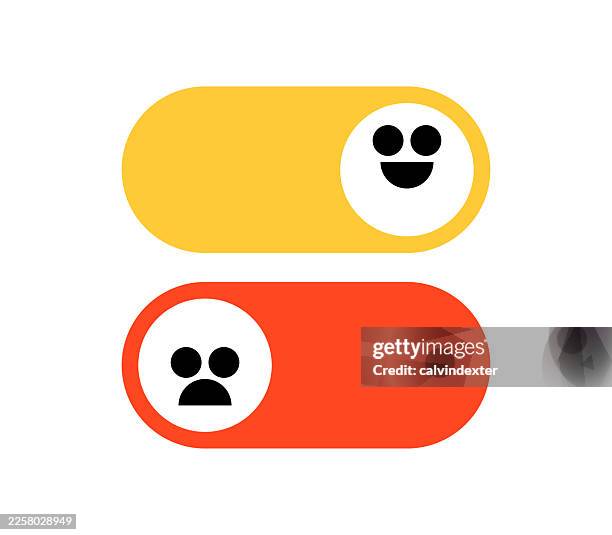 emojis on switch button on and off - turning light switch on stock illustrations