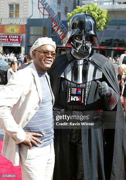 Samuel L. Jackson and Darth Vader at the premiere of "Star Wars: Episode II Attack of the Clones" at the Chinese Theater in Los Angeles, Ca. Sunday,...