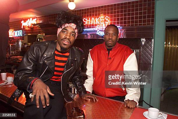 Big Boi and Andre of OutKast on the set of their video shoot for a song which will be featured in the movie Scooby-Doo. 4/28/02. Los Angeles, CA...