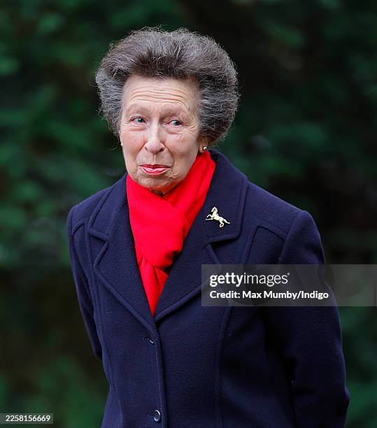 Princess Anne, Princess Royal attends Sunday service at St Peter's Church, Wolferton on the Sandringham Estate on January 25, 2026 in Sandringham,...