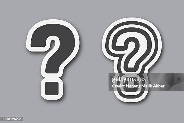 question mark sticker icon set - overlapping talk bubbles stock illustrations