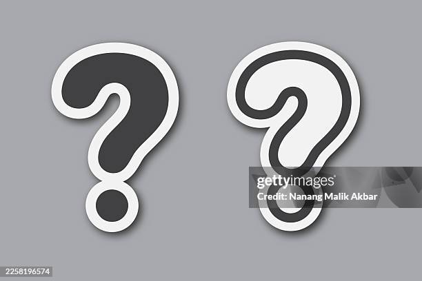 question mark sticker icon set - hand drawn question bubble stock illustrations